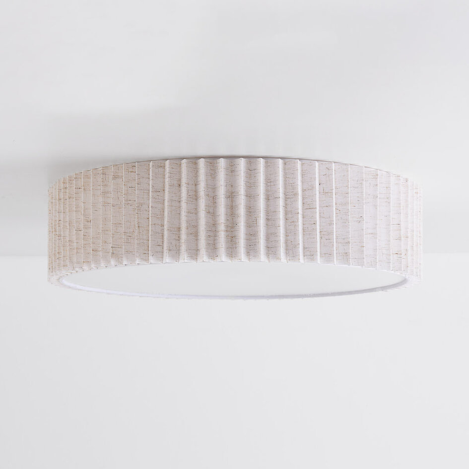 Plafondlamp Vexel met geplooide kap Ø40 cm - gebroken wit