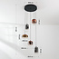 3-staps dimbare hanglamp Kafei met LED en glazen kappen in goud, smoke en koper