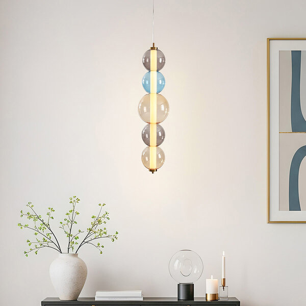 Design hanglamp Movar met LED en gekleurde glazen bollen - triac dimbaar