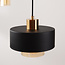 3-lichts hanglamp Ferra in zwart met amber glas en messing details