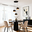 3-lichts hanglamp Ferra in zwart met amber glas en messing details