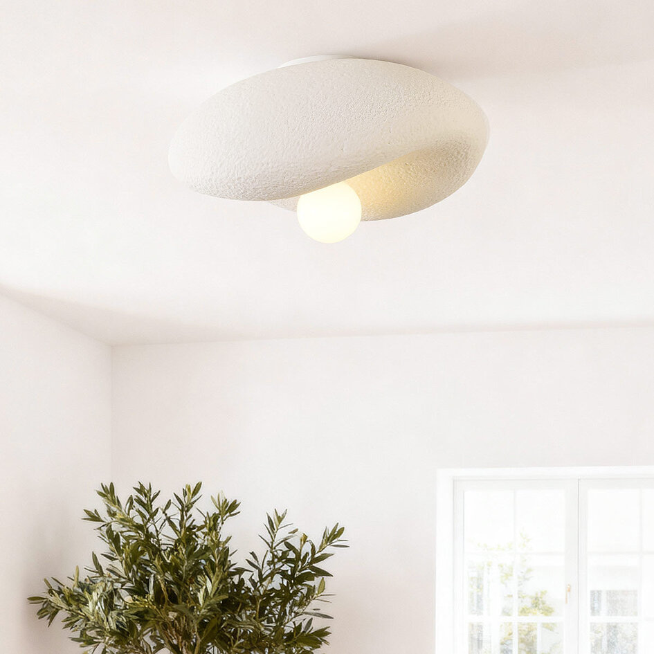 Wabi Sabi plafondlamp Kawa met wit steeneffect - 41 cm