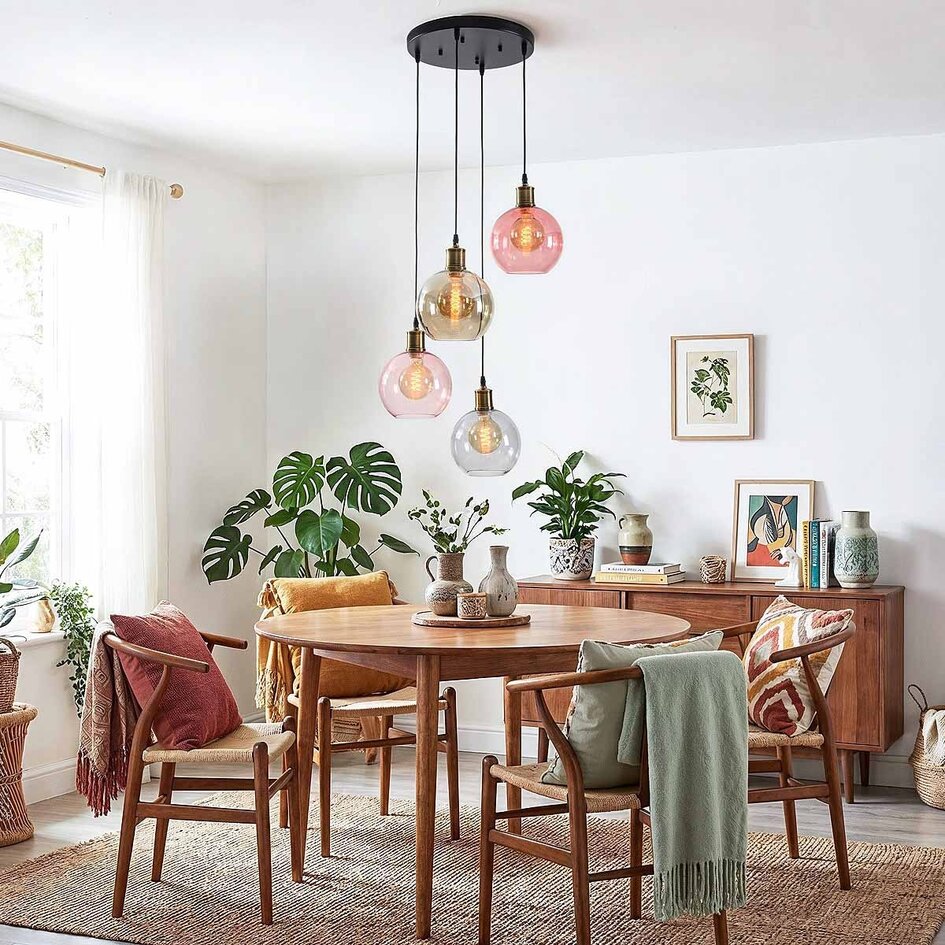 Hanglamp 4-lichts met gekleurd glas - Liya