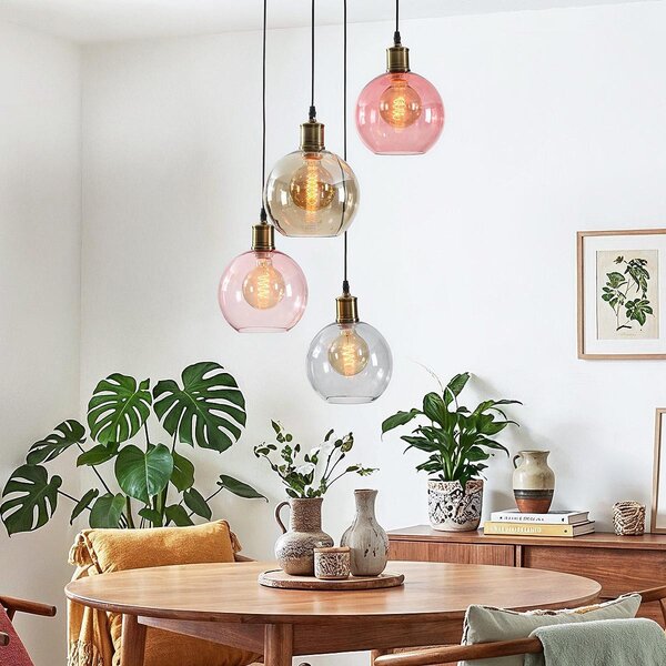 Hanglamp 4-lichts met gekleurd glas - Liya