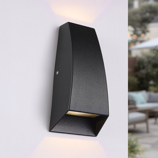 Design 2-lichts buitenwandlamp Rain - zwart met geïntegreerde LED
