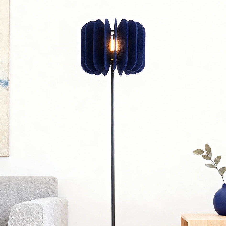 Staande lamp van PET-vilt marineblauw - Lenthe