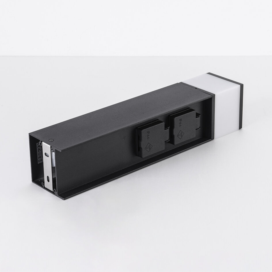 Smart staande buitenlamp met stopcontact en Tuya app Ute – zwart, met diffuser en 2 stopcontacten