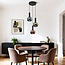 3-lichts hanglamp Imme - grijsblauw smoke, groen en koperglas