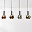 4-lichts hanglamp Imke - grijsblauw smoke, groen en koperglas
