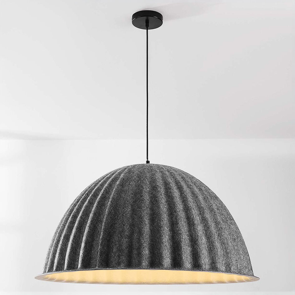 Hanglamp Siza met gevouwen grijze textiellook – Ø77 cm