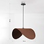 Moderne hanglamp Juna met bruine linnen kap in organische vorm