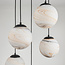 5-lichts moderne hanglamp Marbelle zwart met marmerlook glas
