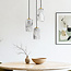 3-lichts hanglamp Vetra met marmerlook glazen kappen – messing goud en zwart