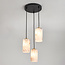 3-lichts hanglamp Vetra - marmerlook glas met messing goud en zwart