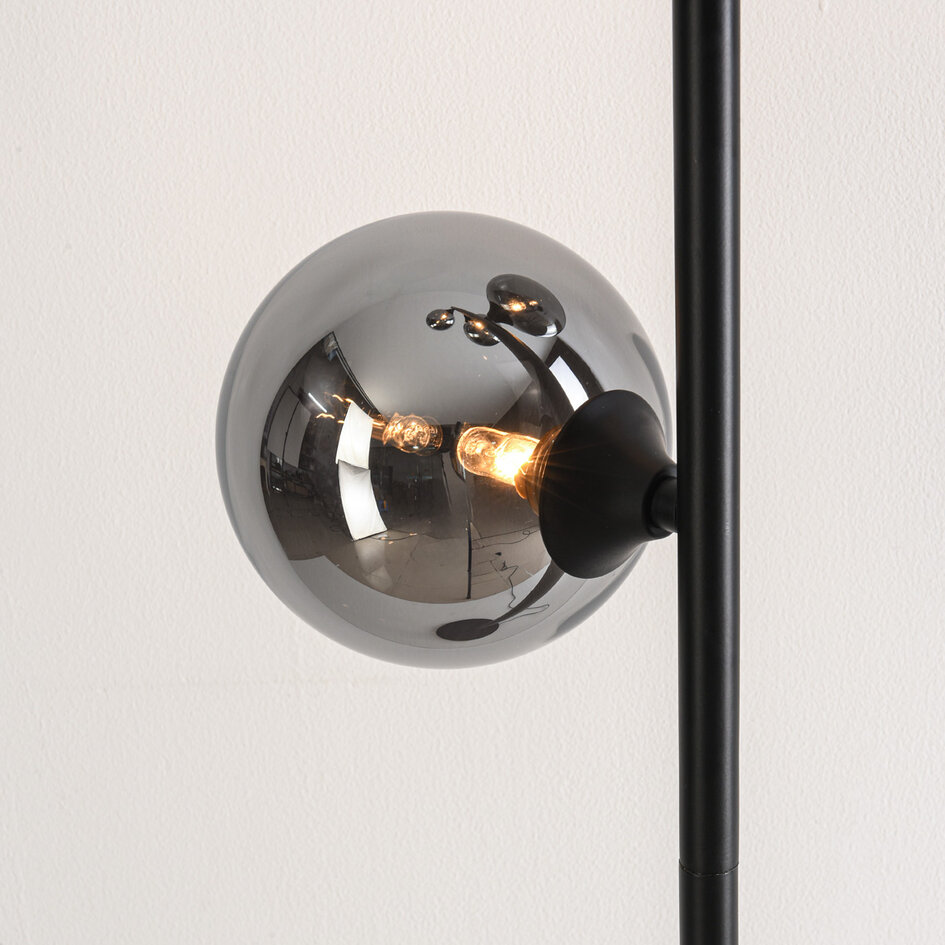 Staande lamp 4-lichts zwart met smoke glas - Pippa