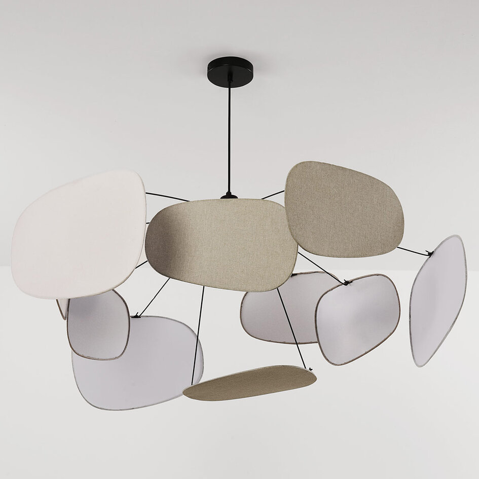 Hanglamp Zandor – naturel linnen kappen in zachte, lichte tinten