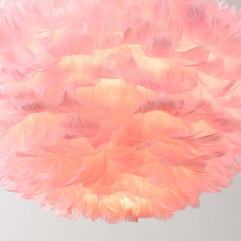 Design hanglamp Pluma in zacht roze met veren