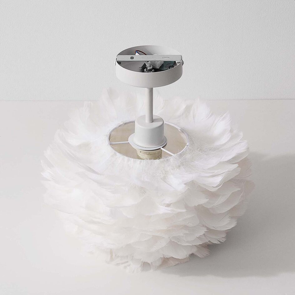 Elegante plafondlamp Roselle met witte veren