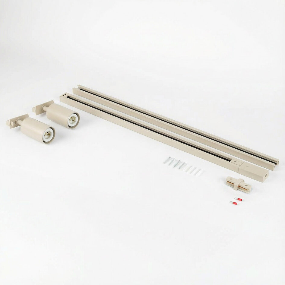 1-fase railsysteem set van 1,5 meter met Jill spots, beige