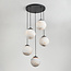 5-lichts moderne hanglamp Marbelle zwart met marmerlook glas