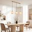 3-lichts hanglamp Tessra - marmerlook glas met messing goud