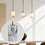 3-lichts hanglamp Vetra met marmerlook glazen kappen – messing goud en zwart