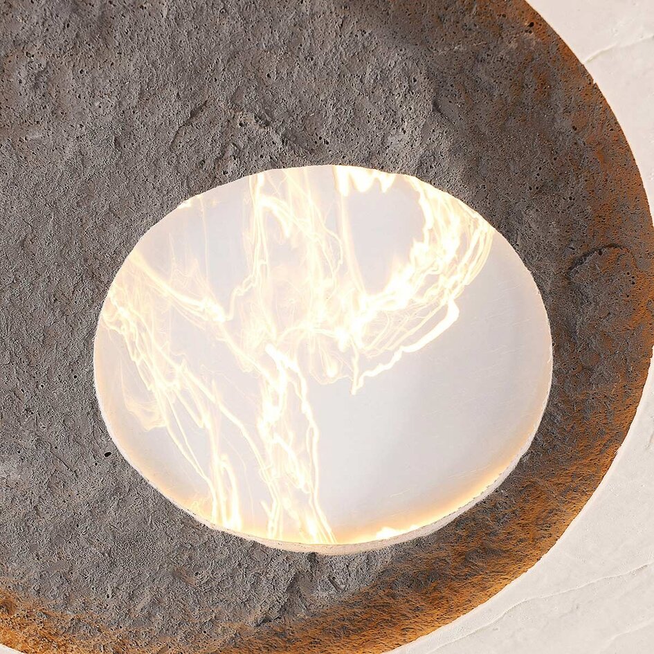 Plafondlamp Cercul zwart met grijs en gebroken wit steeneffect Ø40 cm en 3-staps dimbaar