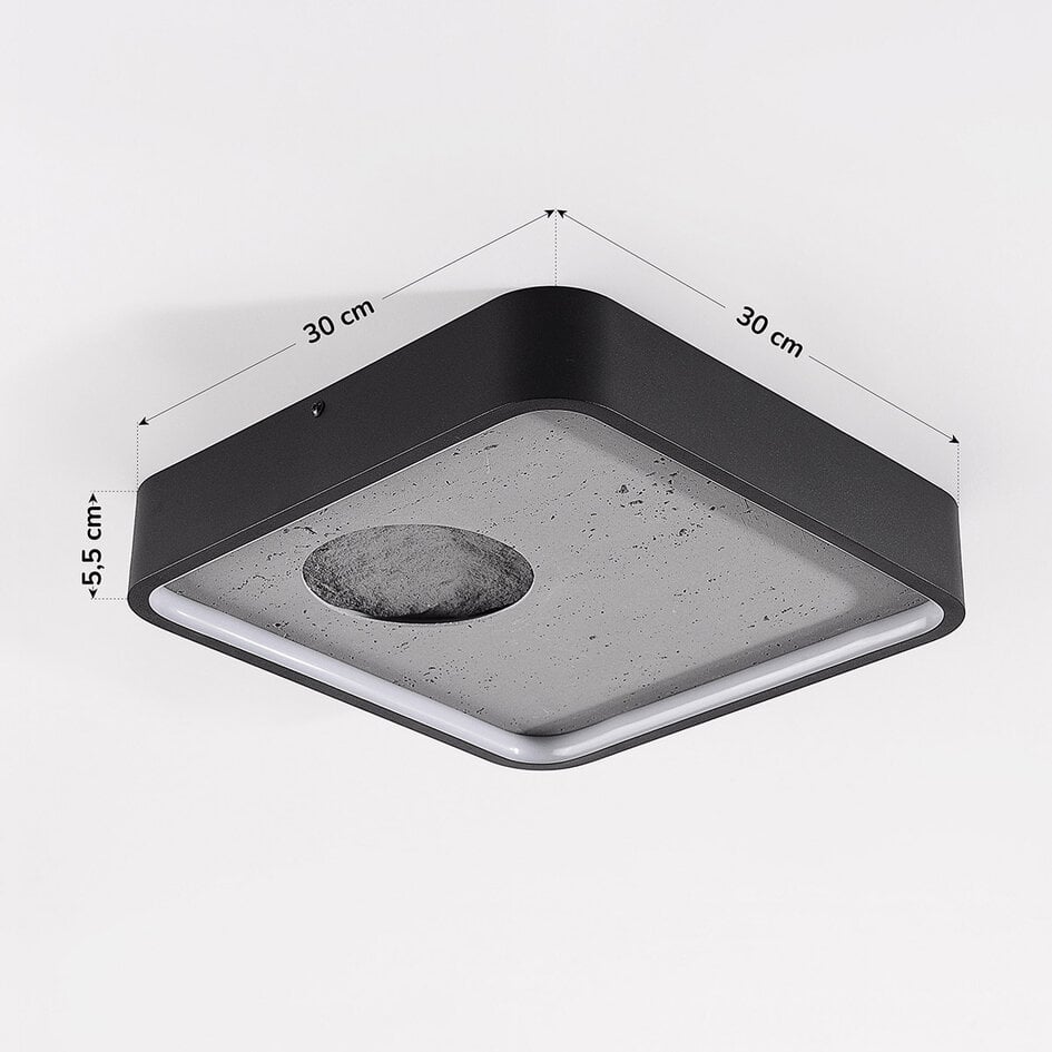 Plafondlamp Cercal Ø30 cm - zwart met grijs steeneffect, 3-staps dimbaar