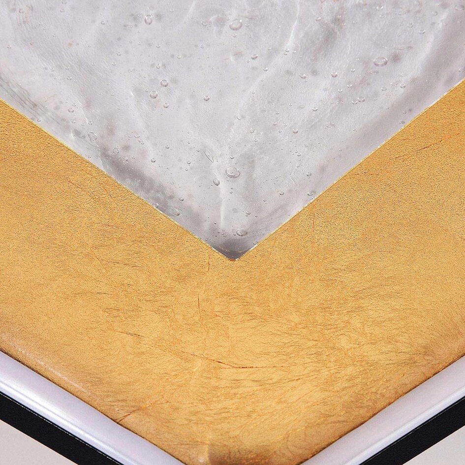 Plafondlamp Cercal 30 × 30 cm zwart met bladgoud-effect en 3-staps dimbaar