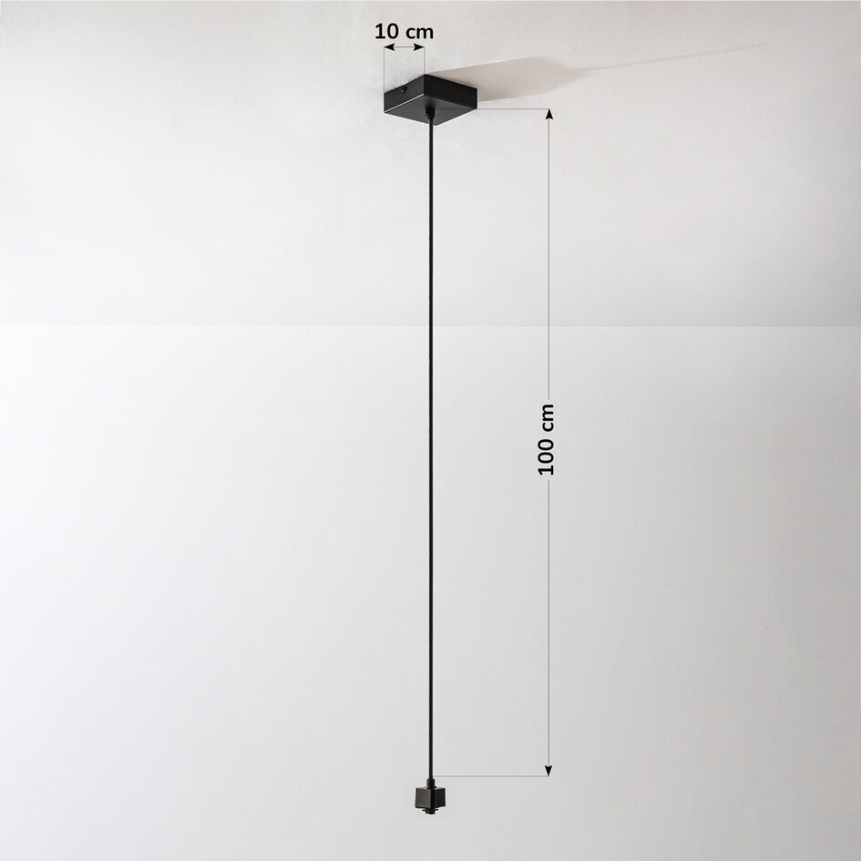 Voeding voor 1-fase railsysteem met plafondkap – zwart (rond of vierkant)