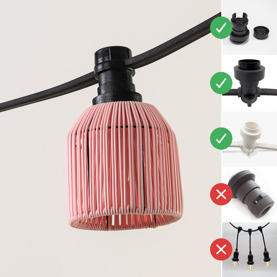 Roze prikkabel kap met rotanlook