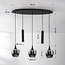 5-lichts hanglamp Eloi met drie rookglazen kappen en twee GU10 spots