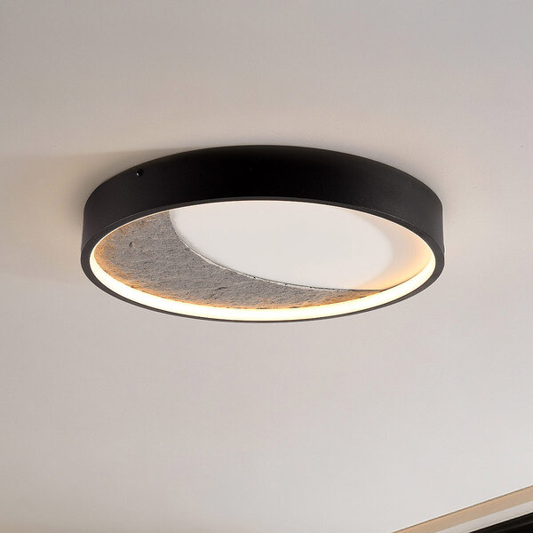 Plafondlamp Cercul Ø40 cm met zwart, grijs en wit steeneffect en 3-staps dimbaar