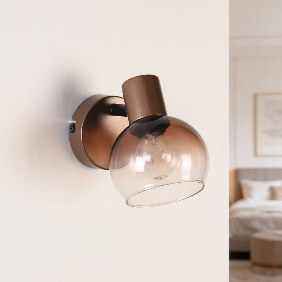 Draaibare wandspot Pilou met bruin ombre-glas