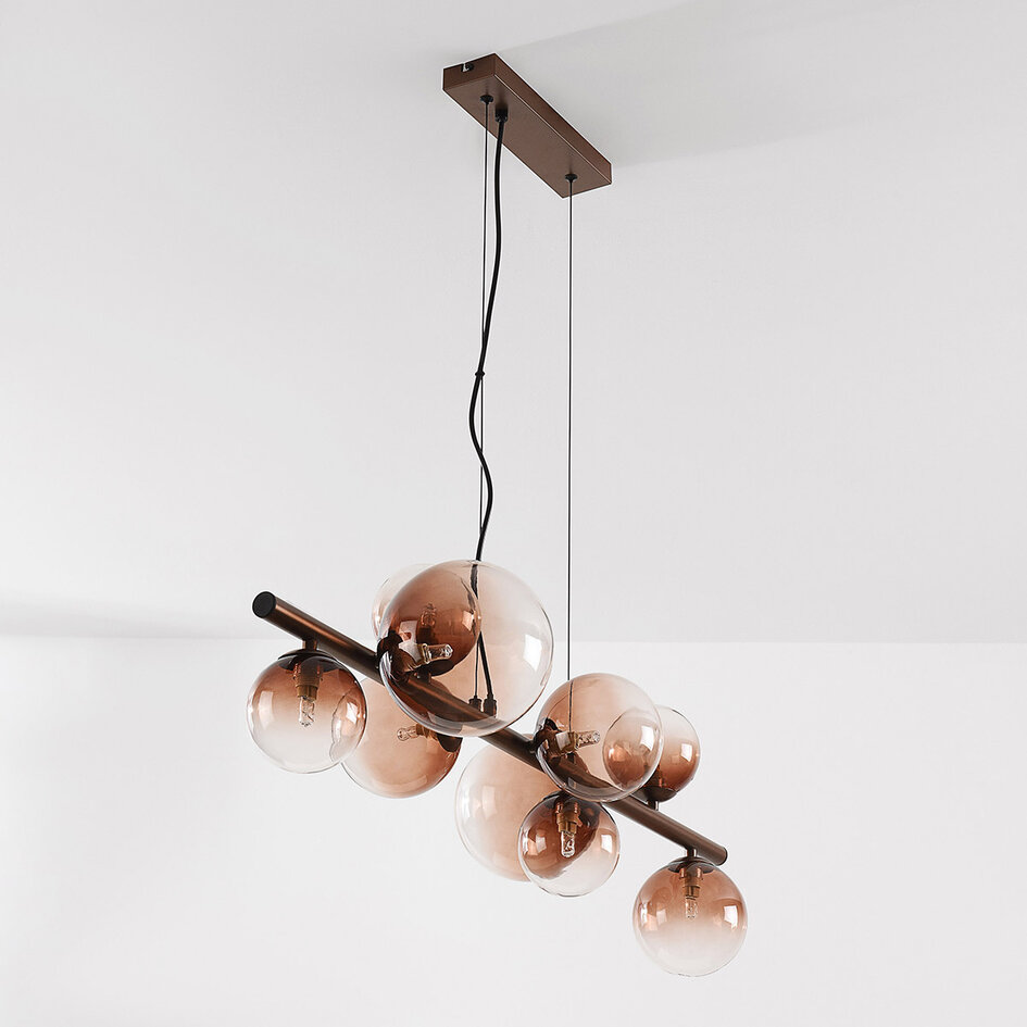 Design hanglamp Ennea – 9-lichts met bruin ombre-glas