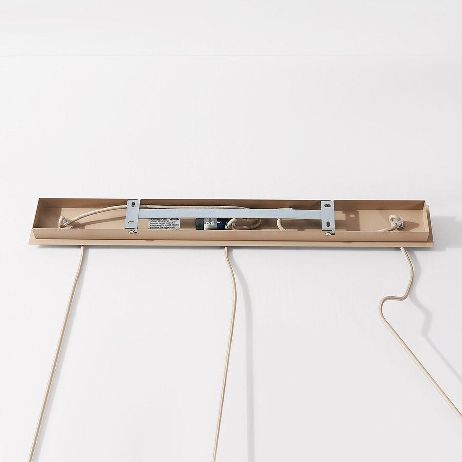 3-lichts hanglamp Carrizo in beige met geweven papiertouw