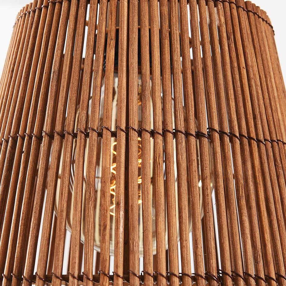 3-lichts hanglamp Veya met met naturel bamboe kappen en warm brons