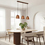 3-lichts hanglamp Veya met naturel bamboe kappen en warm brons