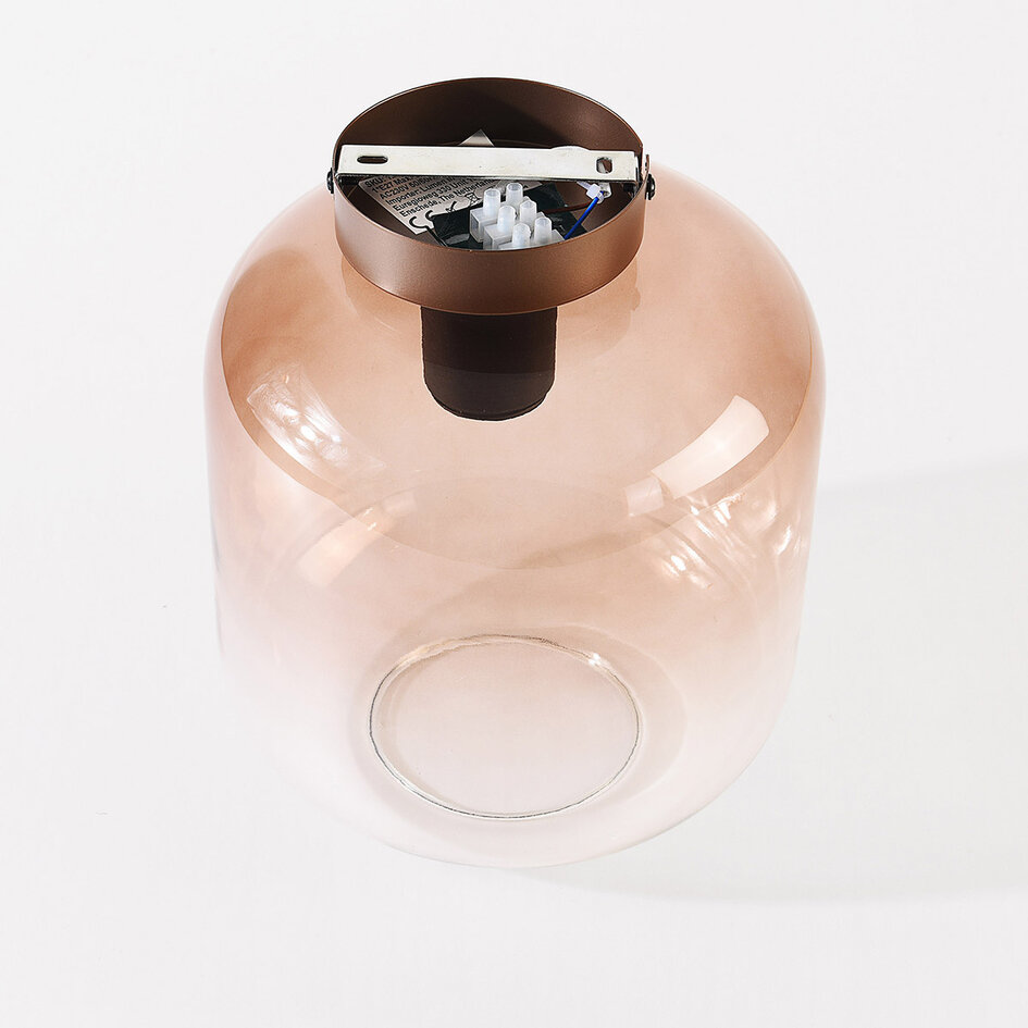Plafondlamp Soli met glazen kap in bruin ombre-effect