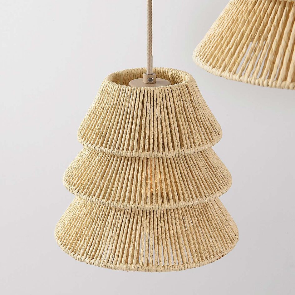 Boho hanglamp Tula - naturel kappen van geweven touw