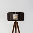 Vloerlamp Oakly driepoot met houten kap - walnootlook