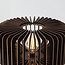 Vloerlamp Oakly met metalen driepoot en houten kap in walnootlook