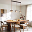 3-lichts japandi hanglamp Travano van travertin (natuursteen) en hout