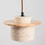 3-lichts Japandi hanglamp Travia - travertin (natuursteen) en licht hout