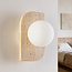 Wandlamp Artea van travertin (natuursteen) met glazen bol