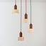 4-lichts Japandi hanglamp Muro - travertin (natuursteen) en hout