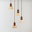 Japandi hanglamp Muro van travertin (natuursteen) en hout, 4-lichts