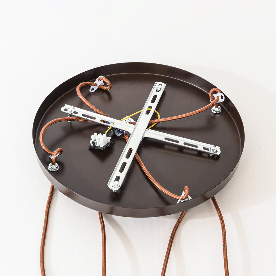 Japandi hanglamp Muro van travertin (natuursteen) en hout, 4-lichts