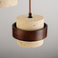 Ronde hanglamp Mavero van cement en hout, 3-lichts
