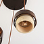 Ronde hanglamp Mavero van cement en hout, 3-lichts